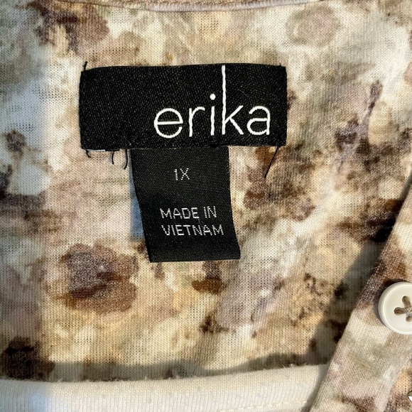 Erika Brown and White 3/4 Sleeve 1X Tunic GUC - Picture 5 of 8